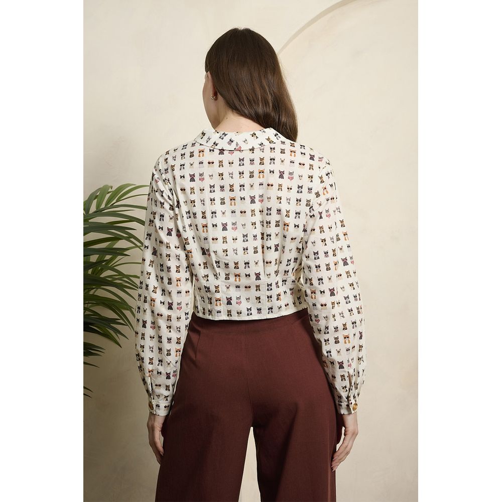 Banned - Cherry Cool Cat Blouse - Wit